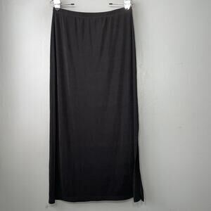Notations Long Skirt Size Large Black Stretch Slinky Knit Minimalist Dark Travel
